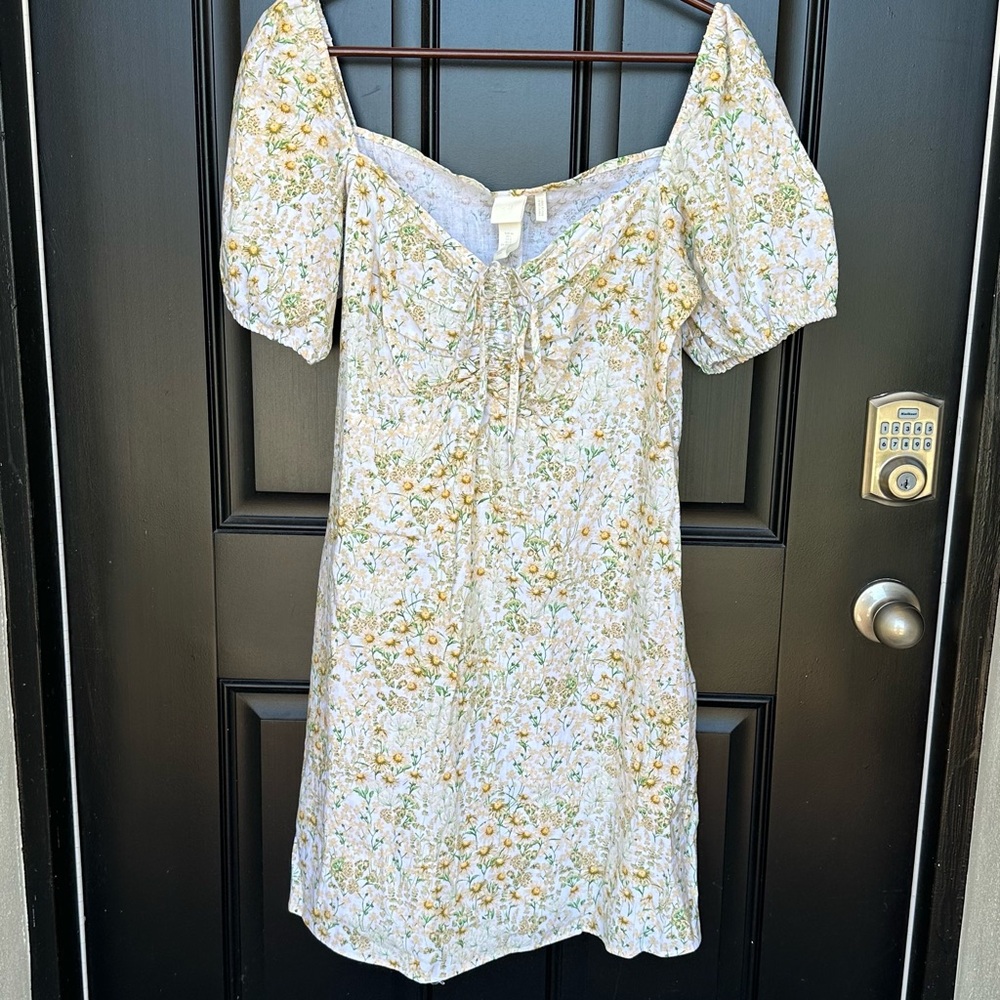 H&M Gold Tan Ruched Off-Shoulder Midi Sundress